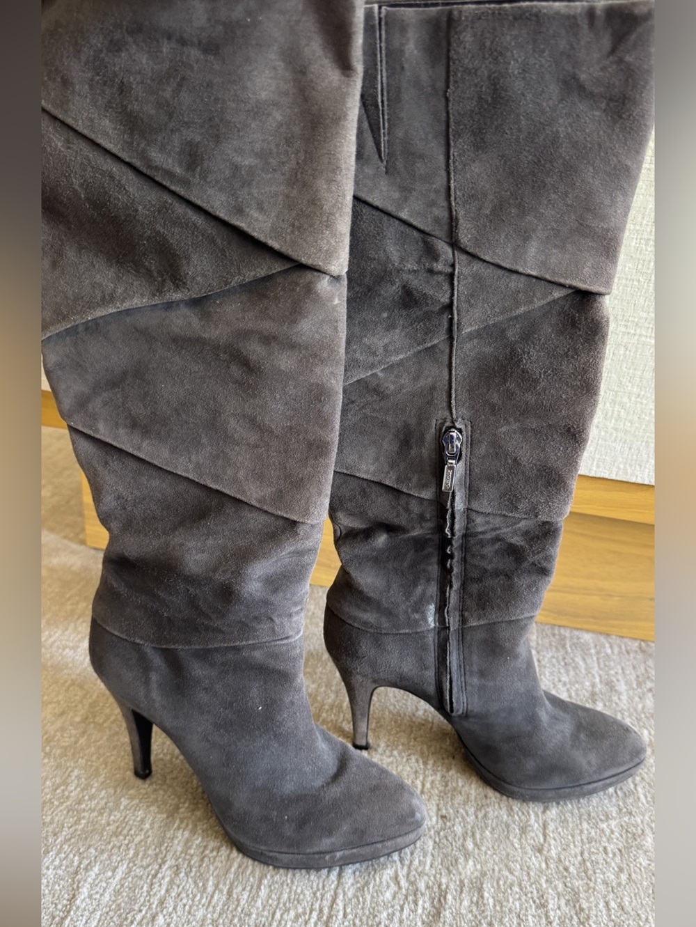 Geox Gray Over-the-Knee Heeled Boots